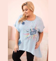Снимка на Kesi Włoski Plus Size women's blouse with patches light denim