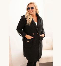 Снимка на Kesi Włoski Plus Size women's coat made of faux shearling with pockets black
