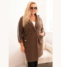 Снимка на Kesi Włoski Plus Size women's coat made of faux sheepskin with pockets brown