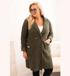 Снимка на Kesi Włoski Plus Size women's coat made of faux sheepskin with pockets khaki