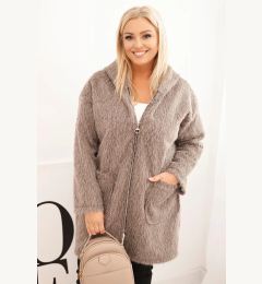 Снимка на Kesi Włoski Plus Size women's coat made of viscose with a zipper and hood fango