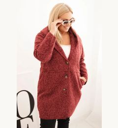 Снимка на Kesi Włoski Plus Size women's coat with a hood and pockets red