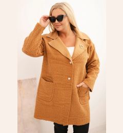 Снимка на Kesi Włoski Plus Size women's coat with wool and pockets shearling camel