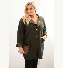 Снимка на Kesi Włoski Plus Size women's coat with wool and pockets shearling khaki