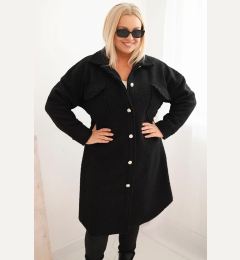 Снимка на Kesi Włoski Plus Size women's coat with wool, buttoned, with pockets and collar black
