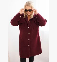 Снимка на Kesi Włoski Plus Size women's coat with wool, buttoned, with pockets and collar, plum