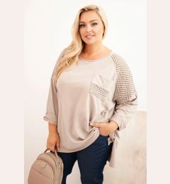 Снимка на Kesi Włoski Plus Size women's cotton blouse with print beige