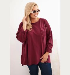 Снимка на Kesi Włoski Plus Size women's cotton blouse with print burgundy