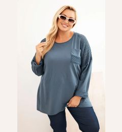 Снимка на Kesi Włoski Plus Size women's cotton blouse with print denim