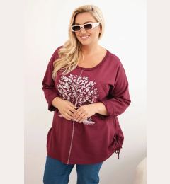 Снимка на Kesi Włoski Plus Size women's cotton blouse with tree print burgundy