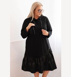 Снимка на Kesi Włoski Plus Size women's cotton dress with a hood and ruffle black