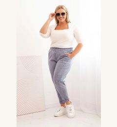 Снимка на Kesi Włoski Plus Size women's deconstructed jeans pants with viscose and wide elastic blue