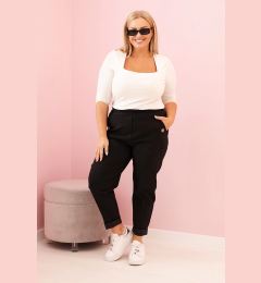 Снимка на Kesi Włoski Plus Size women's distressed pants with viscose and elastic black