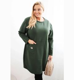 Снимка на Kesi Włoski Plus Size women's dress butter with a pocket and 3/4 sleeve khaki