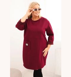 Снимка на Kesi Włoski Plus Size women's dress butter with a pocket and 3/4 sleeve plum