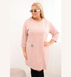 Снимка на Kesi Włoski Plus Size women's dress butter with pocket and 3/4 sleeve powder pink
