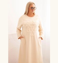Снимка на Kesi Włoski Plus Size women's dress with cotton embroidery beige