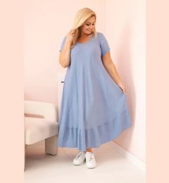 Снимка на Kesi Włoski Plus size women's dress with short sleeves and ruffle made of light viscose denim