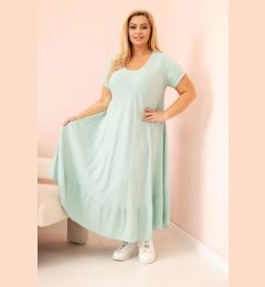 Снимка на Kesi Włoski Plus size women's dress with short sleeves and ruffle made of light viscose mint
