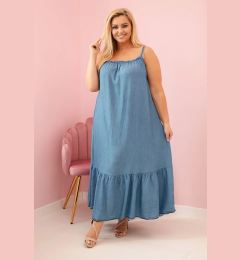 Снимка на Kesi Włoski Plus Size women's dress with straps and ruffle denim