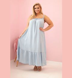Снимка на Kesi Włoski Plus Size women's dress with straps and ruffle light denim
