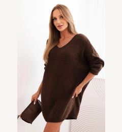 Снимка на Kesi Włoski Plus Size women's dress wool with V-neck brown