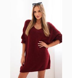 Снимка на Kesi Włoski Plus Size women's dress wool with V-neck burgundy