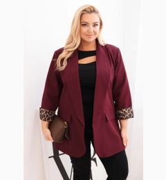 Снимка на Kesi Włoski Plus Size women's jacket with plum lining in leopard print purple