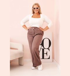 Снимка на Kesi Włoski Plus Size women's pants with viscose, wide leg and elastic waistband fango