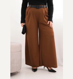 Снимка на Kesi Włoski Plus Size women's pants with wide leg and belt chocolate
