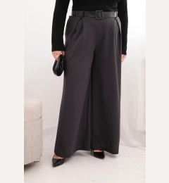 Снимка на Kesi Włoski Plus Size women's pants with wide legs and a belt graphite