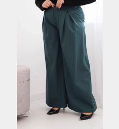 Снимка на Kesi Włoski Plus Size women's pants with wide legs and pleats sea color