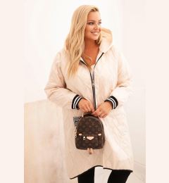 Снимка на Kesi Włoski Plus Size women's quilted jacket with a hood and sporty cuffs beige