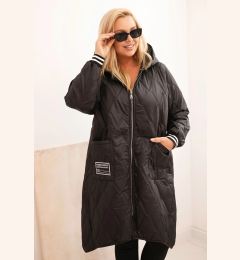 Снимка на Kesi Włoski Plus Size women's quilted jacket with a hood and sporty cuffs black