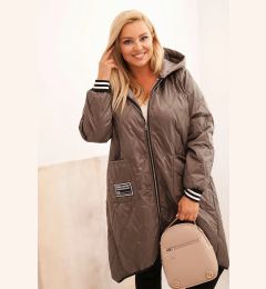 Снимка на Kesi Włoski Plus Size women's quilted jacket with a hood and sporty cuffs fango