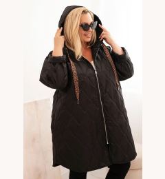 Снимка на Kesi Włoski Plus Size women's quilted jacket with a hood and the word HOPE black