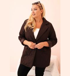 Снимка на Kesi Włoski Plus Size women's quilted jacket with collar and button brown
