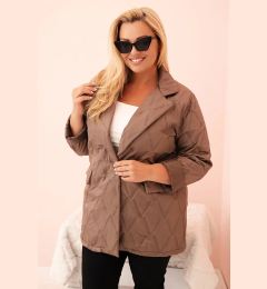 Снимка на Kesi Włoski Plus Size women's quilted jacket with collar and button fango
