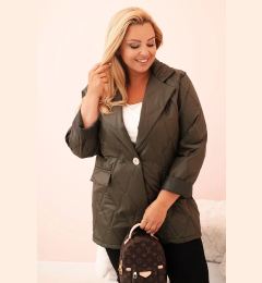 Снимка на Kesi Włoski Plus Size women's quilted jacket with collar and button khaki
