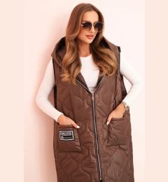 Снимка на Kesi Włoski Plus Size women's quilted vest with a hood zipped brown