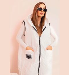 Снимка на Kesi Włoski Plus Size women's quilted vest with a hood zipped white