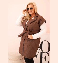 Снимка на Kesi Włoski Plus Size women's quilted vest with belt and collar chocolate