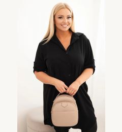 Снимка на Kesi Włoski Plus Size women's shirt dress with a longer back and rolled-up sleeves black