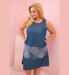 Снимка на Kesi Włoski Plus size women's sleeveless dress with decorative pattern denim