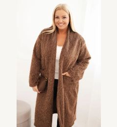 Снимка на Kesi Włoski Plus Size women's viscose coat without fastening with pockets brown
