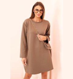 Снимка на Kesi Włoski Plus Size women's viscose dress with a chain bag fango