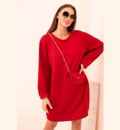 Снимка на Kesi Włoski Plus Size women's viscose dress with a chain bag red