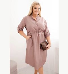 Снимка на Kesi Włoski Plus Size women's viscose dress with buttons and a tie at the waist fango