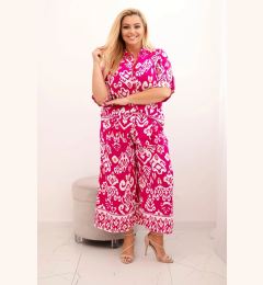 Снимка на Kesi Włoski Plus size women's viscose set with geometric print fuchsia