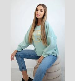Снимка на Kesi Włoski Printed sweatshirt buttery fabric dark mint